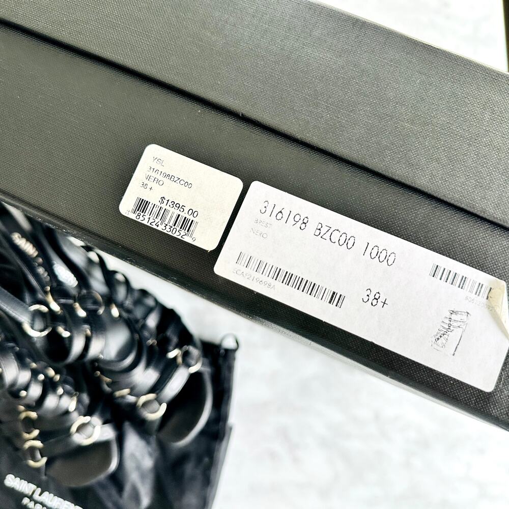 Saint Laurent Nina Cage Sandals Size 38.5 Calfskin Black w/Box Dustbag 316198 - Picture 10 of 12